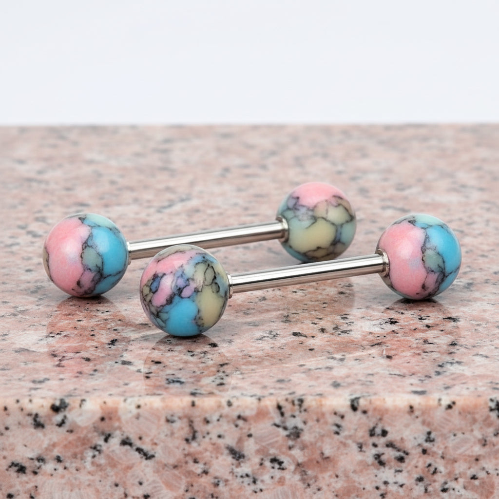 Nipple Bar Set with Synthetic Stones