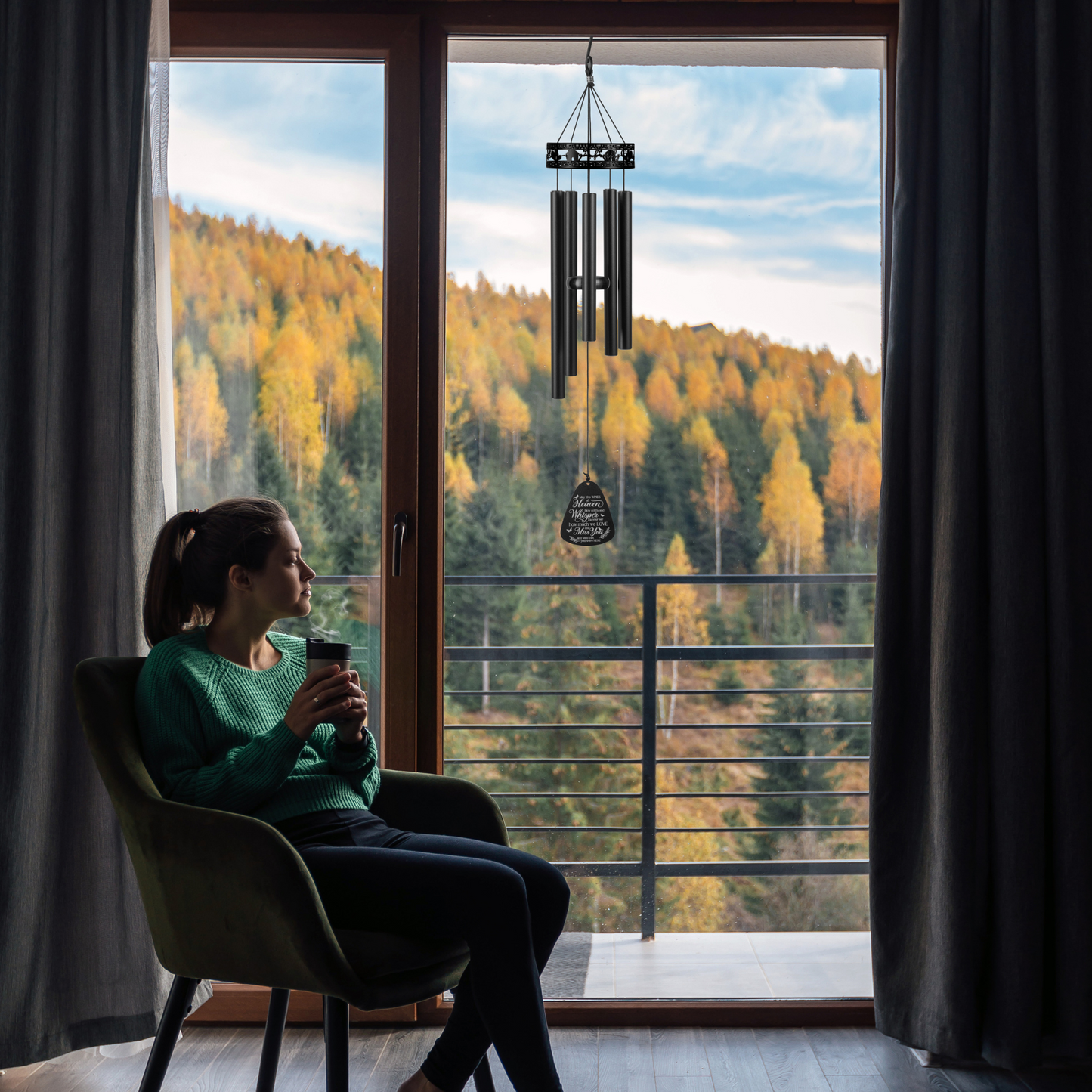 Memorial Serenity Family-Love Wind Chimes, Thoughtful Gift For Special Occasions or Reflections 34”