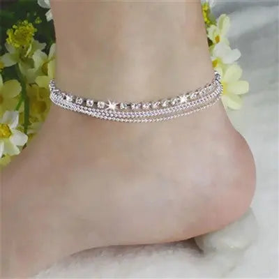 Multi Row Crystal Chain Anklet Ankle Bracelet | Fashion Hut Jewelry