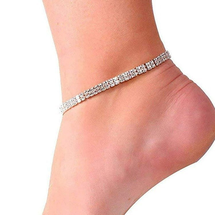 Rhinestone Double Row Stretch Anklet Fashion Hut Jewelry