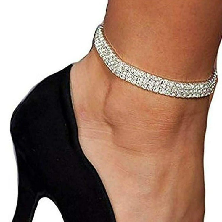 Rhinestone Double Row Stretch Anklet Fashion Hut Jewelry