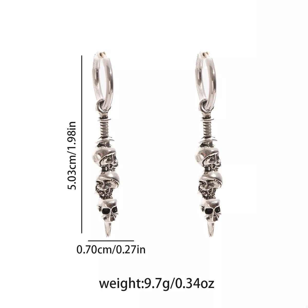 Halloween Skull Chain Drop Earrings