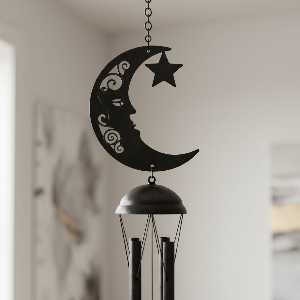 Black Crescent Moon Windchime