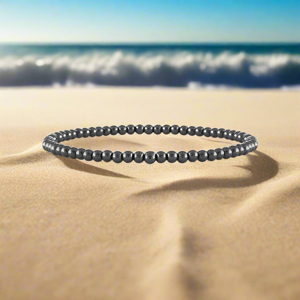 Rockstar 4mm Beaded Stretch Ankle Bracelet Fashion Hut Jewelry