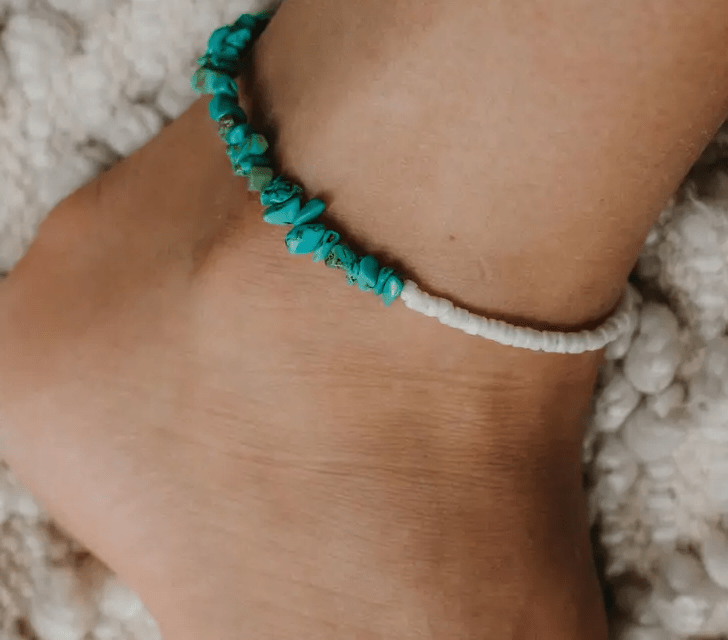 Santai Natural Stone Anklet Ankle Bracelet -Turquoise Fashion Hut Jewelry