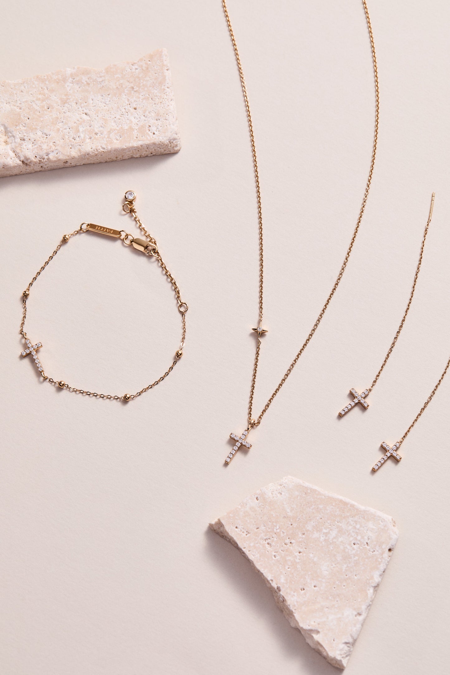 Cross Delicate Pave Crystal Beaded Strand Bracelet - ALEX AND ANI