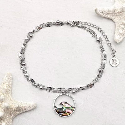 Abalone Wave Circle Anklet Ankle Bracelet | Fashion Hut Jewelry