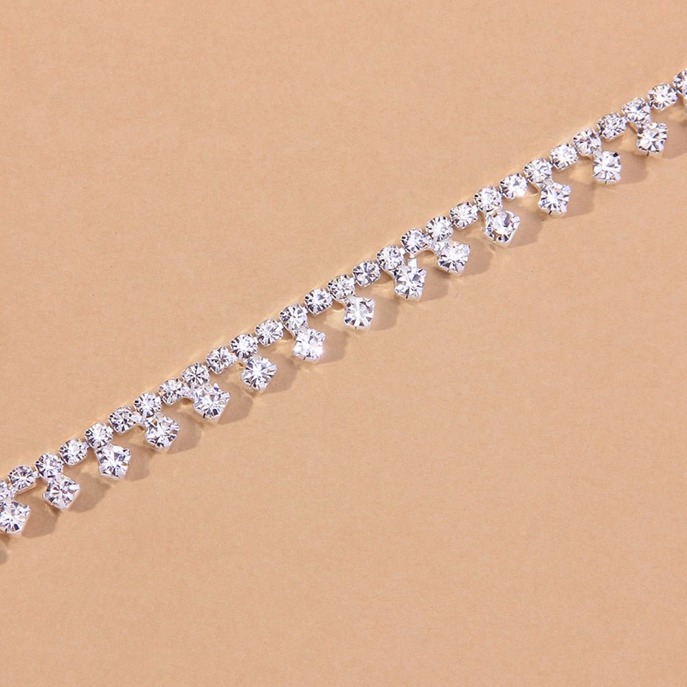 Rhinestone Water Drop Anklet Foot Jewelry for Women Silver Fashion Hut Jewelry