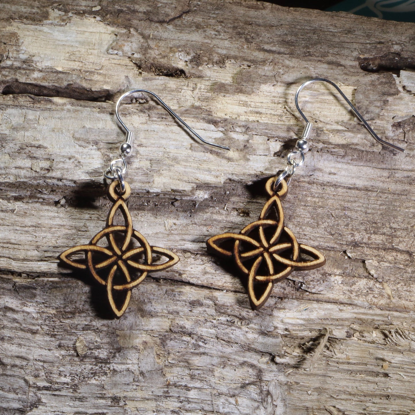 Celtic Knot Wooden Dangle Earrings | Irish Celtic Jewelry