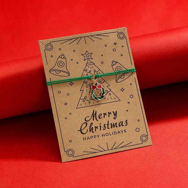 Christmas Wreath Pull String Bracelet