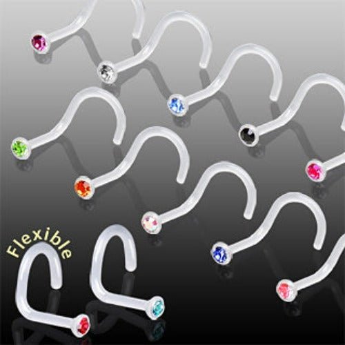 PTFE Nose Screw with Press Fit CZ | Fashion Hut Jewelry
