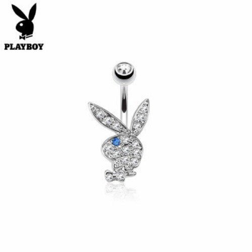 Playboy Bunny Belly Ring CZ Clear /Blue Eye | Fashion Hut Jewelry