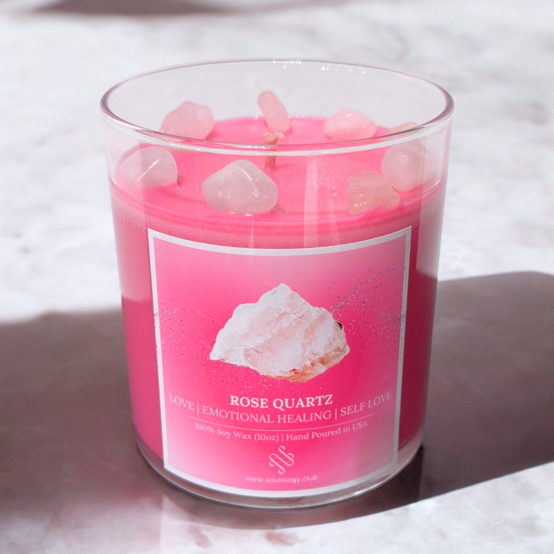 Rose Quartz Crystal Candle