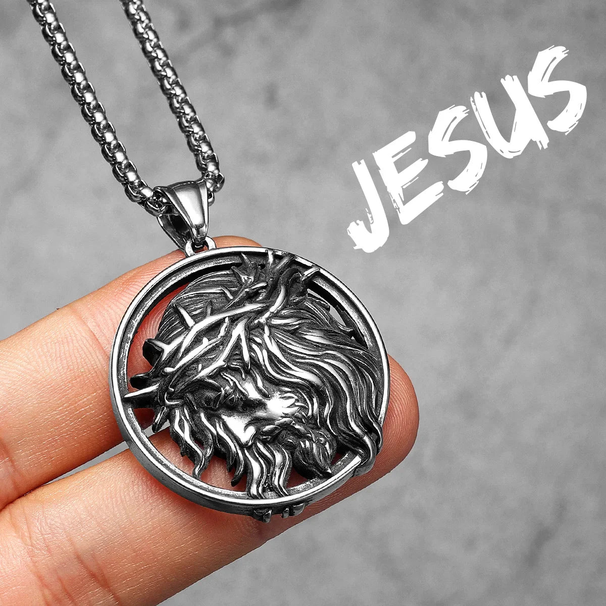 Crown of Thorns Christian Jesus Stainless Steel Men's Necklace