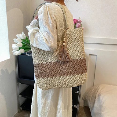 Summer Beach Straw Shoulder Tote Fashion Hut Jewelry