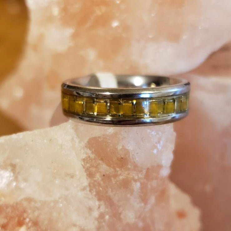 Tisten Ring with Gold Center Inlay Fashion Hut Jewelry