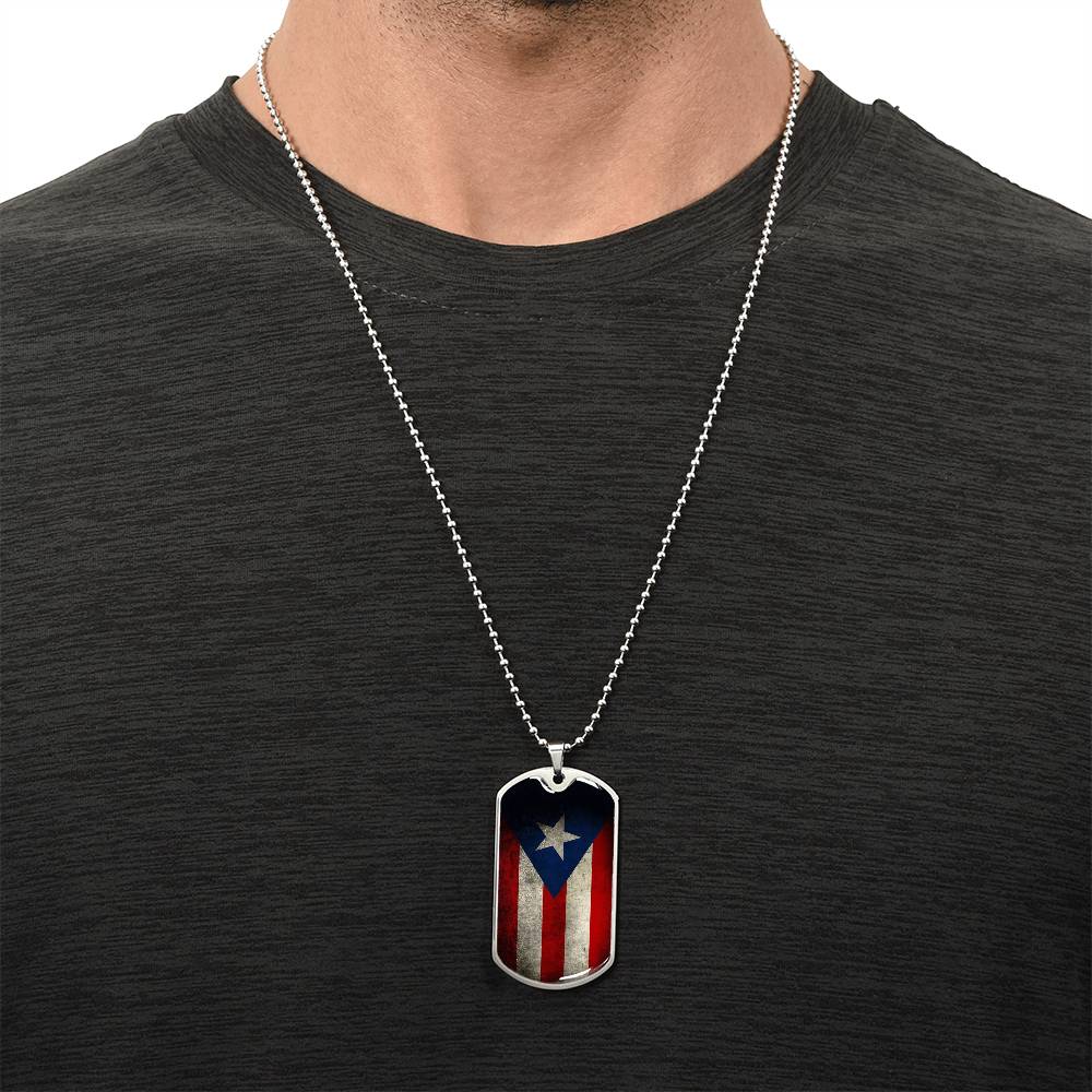 Puerto Rican Dog Tag - Army Tag Necklace, Dog Tag Necklace