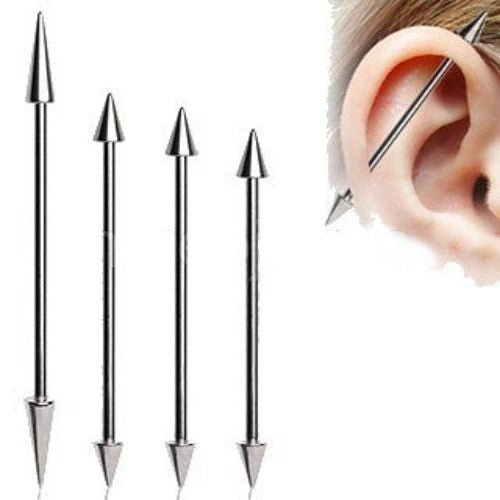316L Surgical Steel Industrial Barbell with Spikes - Fashion Hut Jewelry