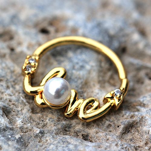 Gold Plated Jeweled "LOVE" Annealed Seamless Ring Fashion Hut Jewelry