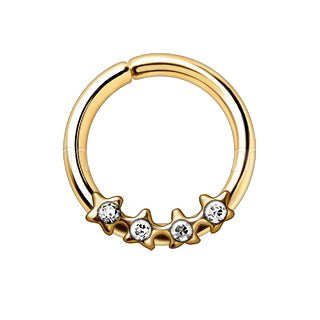 Gold Jeweled Stars Annealed Seamless Ring - Fashion Hut Jewelry