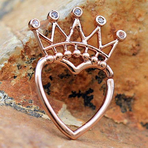 Rose Gold Jeweled Crown Heart Seamless Ring Fashion Hut Jewelry