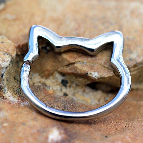 316L Stainless Steel Cat Seamless Ring / Cartilage Earring Fashion Hut Jewelry