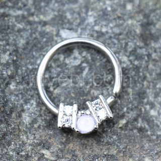 316L Stainless Steel Ornate Multi-Jeweled Seamless Ring / Septum Ring Fashion Hut Jewelry