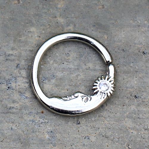 316L Stainless Steel Sun & Moon Seamless Rings / Cartilage Earrings Fashion Hut Jewelry