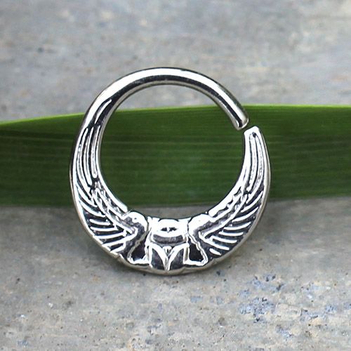 316L Stainless Steel Egyptian Winged Sun Seamless Rings / Cartilage Earrings