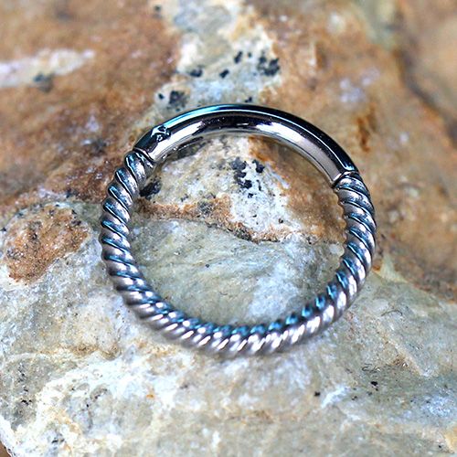316L Stainless Steel Rope Design Seamless Clicker Ring / Septum Jewelry