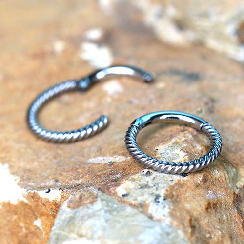 316L Stainless Steel Rope Design Seamless Clicker Ring / Septum Jewelry