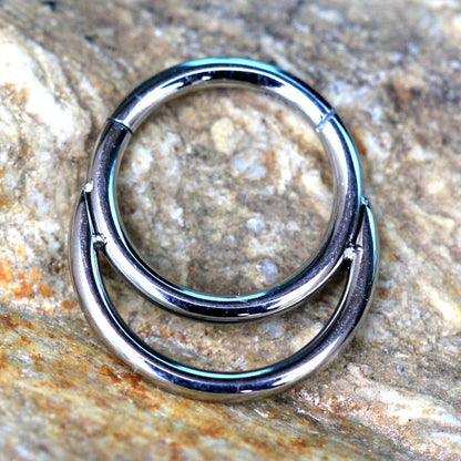 316L Stainless Steel Double Ring Seamless Clicker Ring / Septum Jewelry