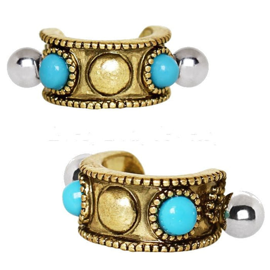 Antique Gold Plated Turquoise Cartilage Cuff Earring