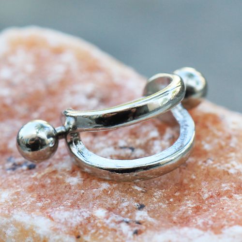 316L Stainless Steel Double Line Cartilage Cuff Earring Fashion Hut Jewelry