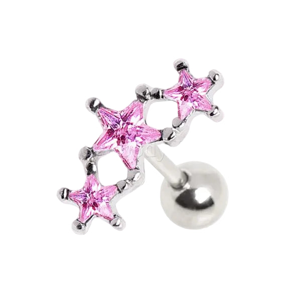 316L Surgical Steel Triple Star Cartilage Earring