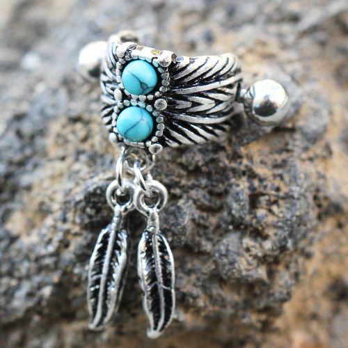 Turquoise Feather Cartilage Cuff Earring – Fashion Hut Jewelry