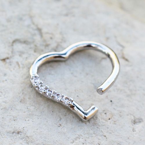 Annealed 316L Stainless Steel Jeweled Heart Cartilage Earring
