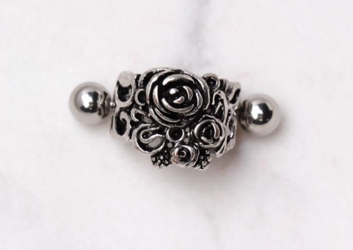 316L Stainless Steel Black Roses Cartilage Cuff Earring Fashion Hut Jewelry