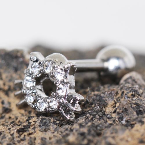 316L Stainless Steel Sparkling Kitty Cat Cartilage Earring