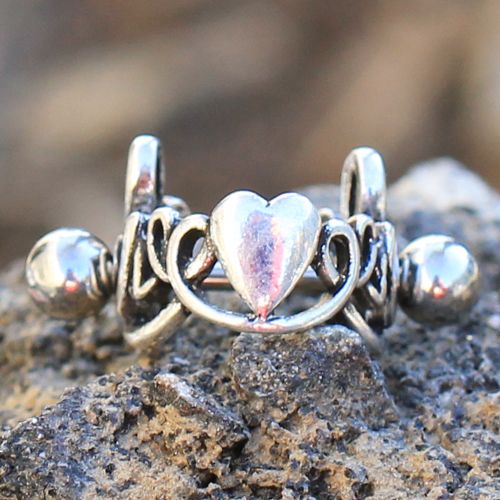 316L Stainless Steel LOVE Script with Heart Cartilage Ear Cuff Fashion Hut Jewelry