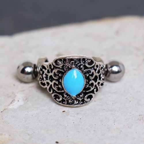 316L Stainless Steel Aqua Ornate Cartilage Cuff Earring Fashion Hut Jewelry