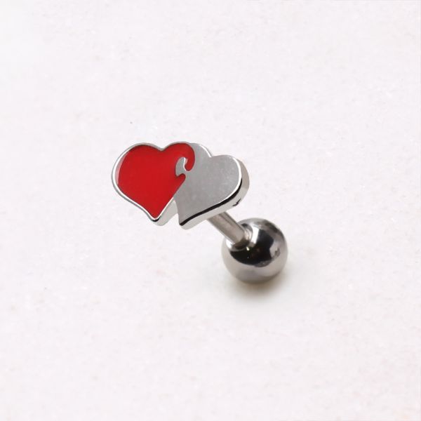 316L Stainless Steel Interlocked Hearts Cartilage Earring