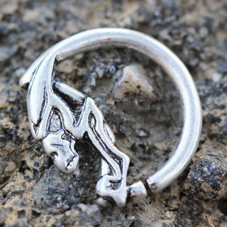 316L Stainless Steel Annealed Devil's Face Circular Ring Fashion Hut Jewelry