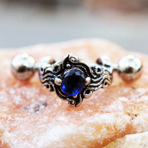 316L Stainless Steel Sapphire Blue Wave Cartilage Cuff Earring Fashion Hut Jewelry