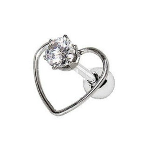 316L Stainless Steel Jeweled Heart Cartilage Earring | Fashion Hut Jewelry