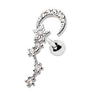 316L Stainless Steel Moon and Star Sign Cartilage Earring - Fashion Hut Jewelry