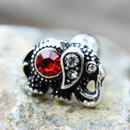 316L Stainless Steel Ruby Red Jeweled Elephant Cartilage Earring