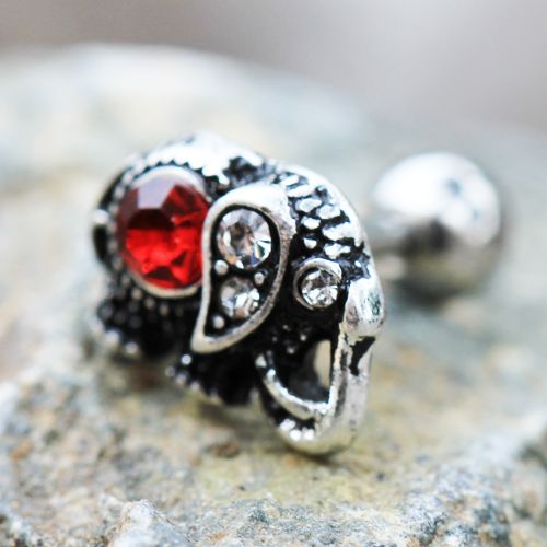 316L Stainless Steel Ruby Red Jeweled Elephant Cartilage Earring Fashion Hut Jewelry