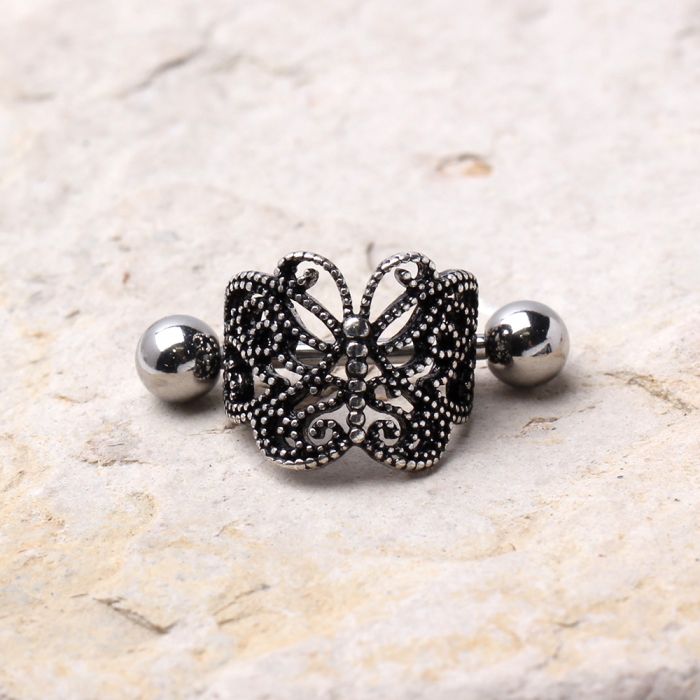 316L Stainless Steel Ornate Butterfly Cartilage Cuff Earring Fashion Hut Jewelry