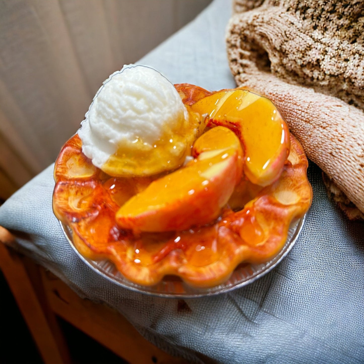 5” Peach Pie A La Mode Candle Fashion Hut Jewelry